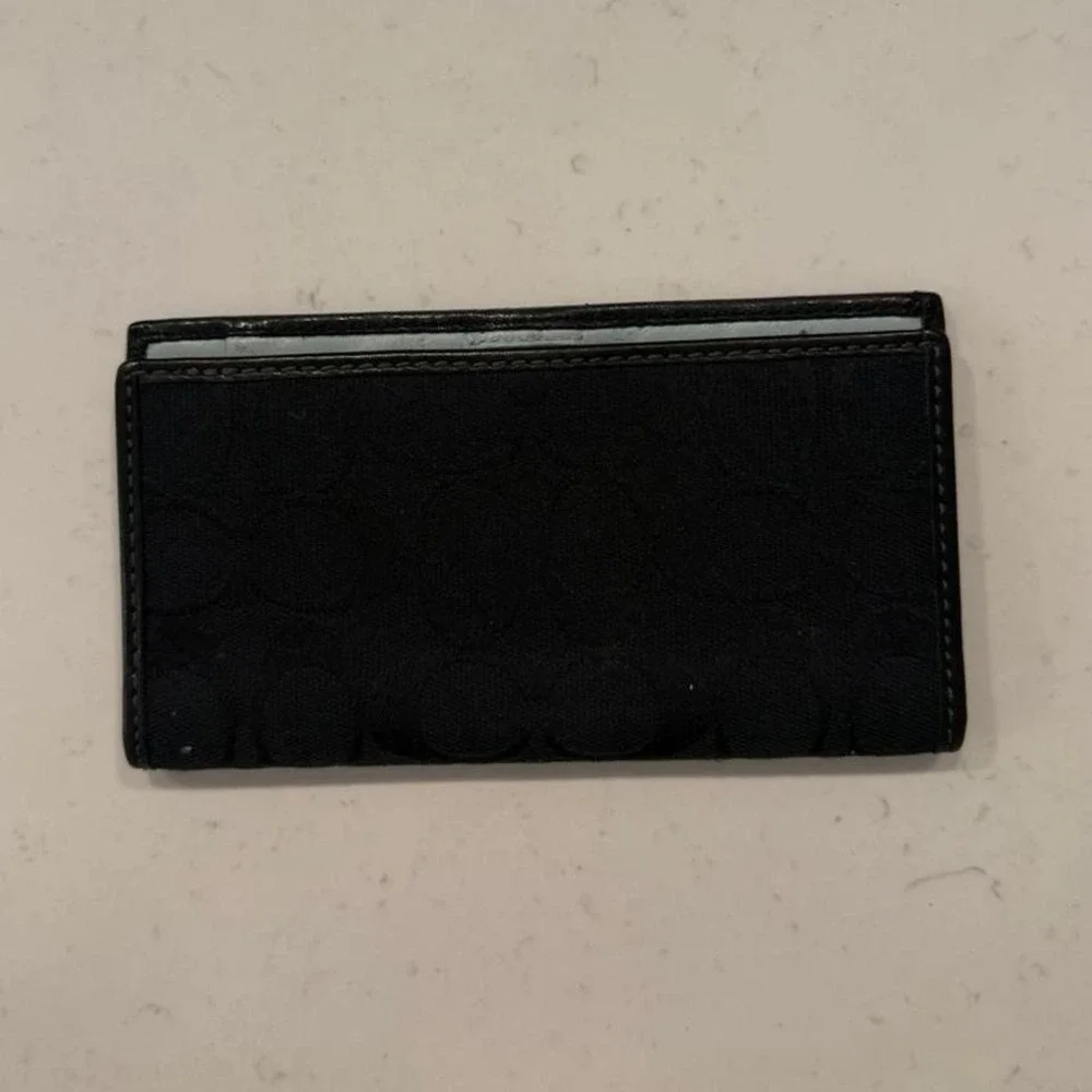 Y2K Coach Black Signature Canvas Checkbook Wallet